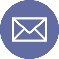 An icon of a white envelope centered on a blue circle.